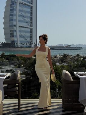 ODD MUSE Halter Maxi Dress in Yellow S